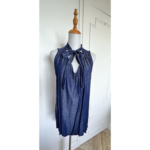 Cha Cha Vente Women's Sz L Top Sleeveless Denim Blue Lightweight Casual Tunic - Picture 1 of 10